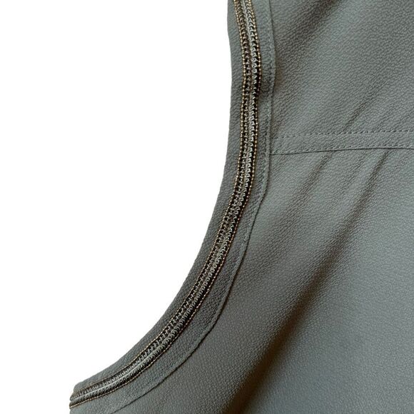 Bebe Olive Green Beaded Trim Sleeveless Blouse - Picture 6 of 13